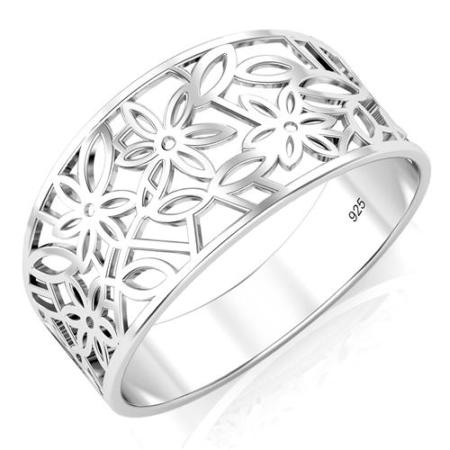 Metal Factory 925 Sterling Silver Victorian Leaf Ring