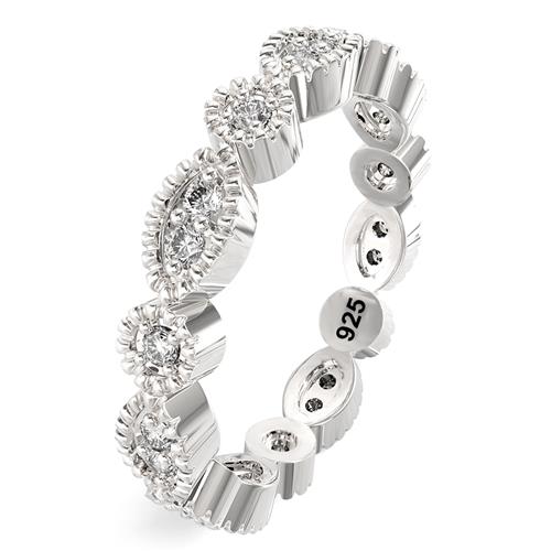 Metal Factory Sterling Silver CZ Stackable Anniversary Eternity Cubic Zirconia Band Ring